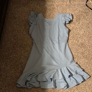 Light Blue Ruffle Hem Dress